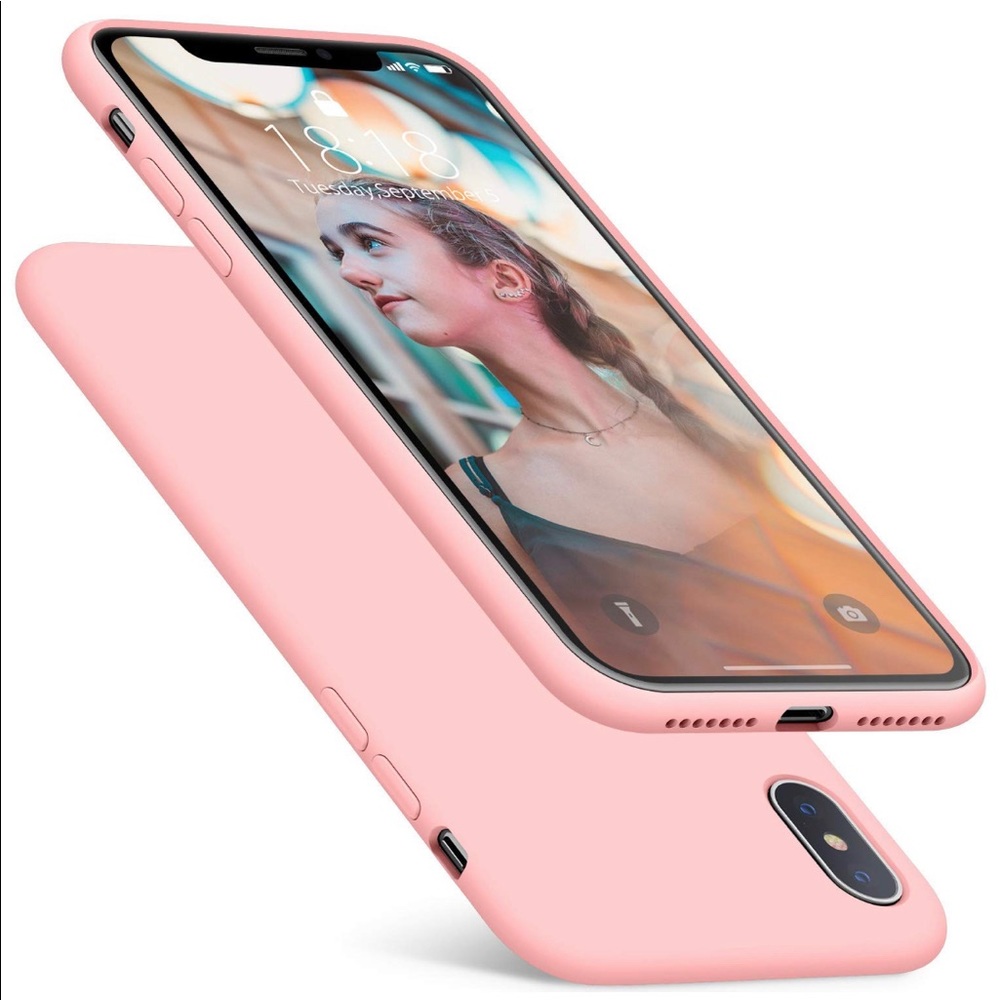 Crystal pink silicone iPhone XS Max phone case